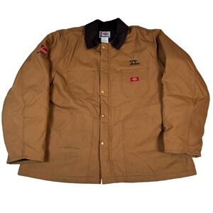 Dickies Men 2XL Duck Canvas Brown Work Jacket Corduroy Quilted Barn Chore‎ Coat